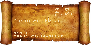 Promintzer Dézi névjegykártya